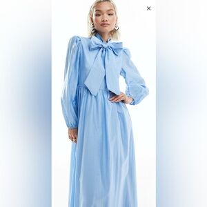 NWT Sister Jane Long Sleeve Bow Maxi Baby Blue Size L+